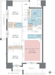 レーベン五反野 ONE FEEL 間取り B type