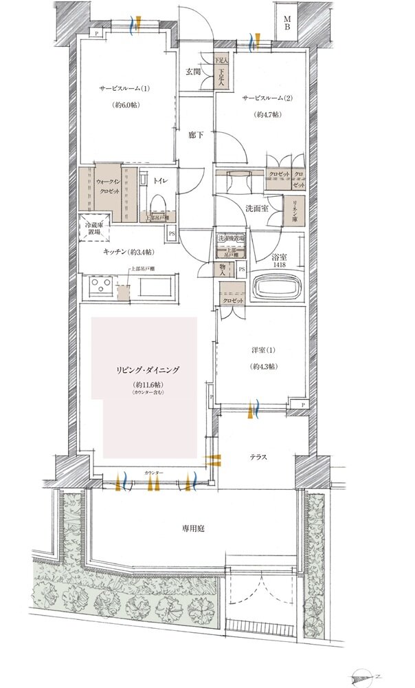 クレヴィア町屋レジデンス 間取り Et type