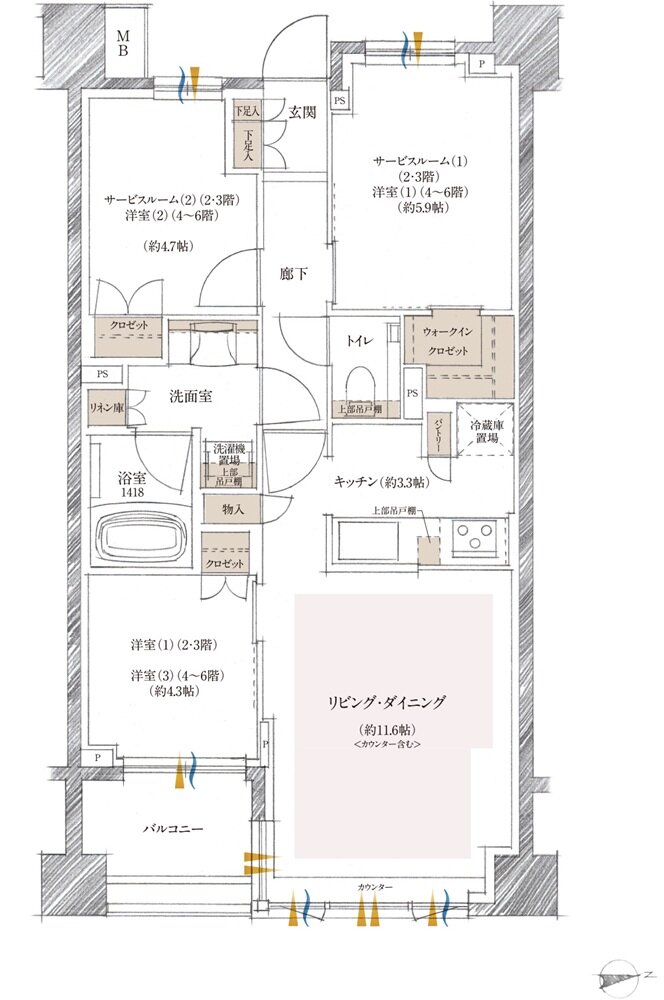クレヴィア町屋レジデンス 間取り F type