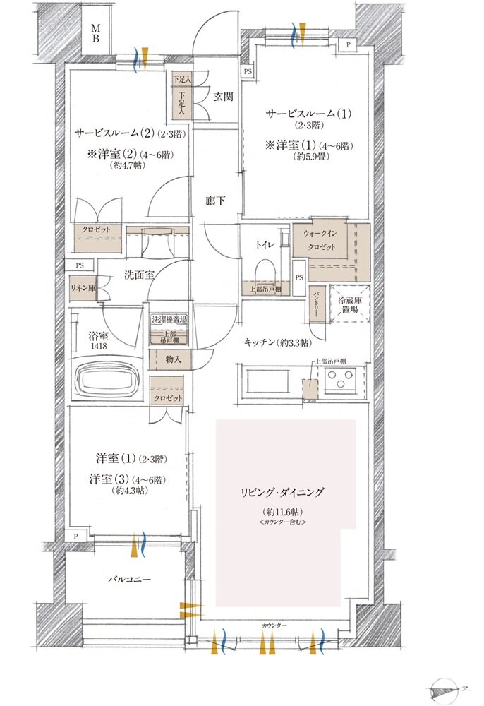 クレヴィア町屋レジデンス 間取り F type
