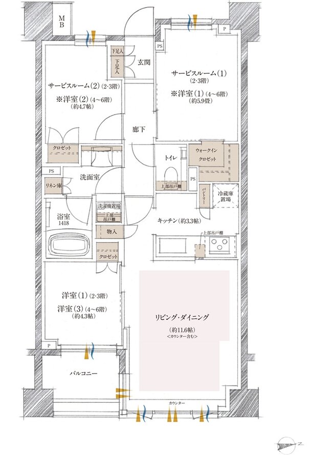 クレヴィア町屋レジデンス 間取り F type