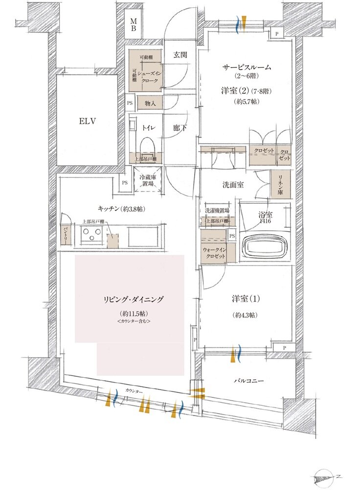 クレヴィア町屋レジデンス 間取り C type