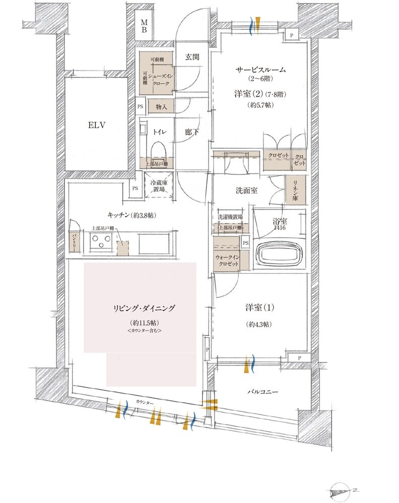 クレヴィア町屋レジデンス 間取り C type
