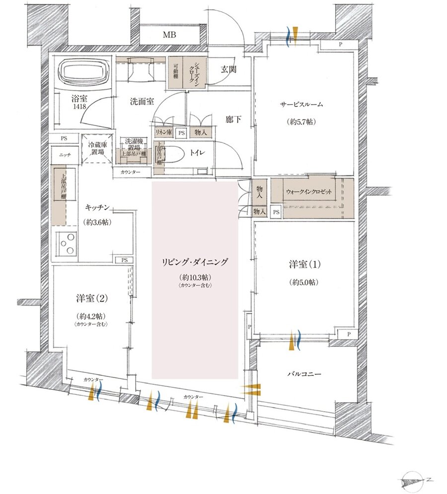 クレヴィア町屋レジデンス 間取り B ype