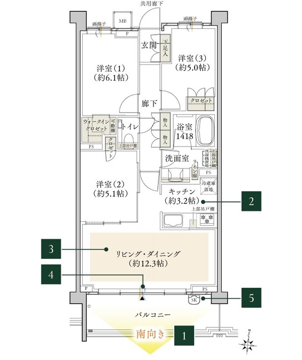 クレヴィア西国分寺 間取り E2 type