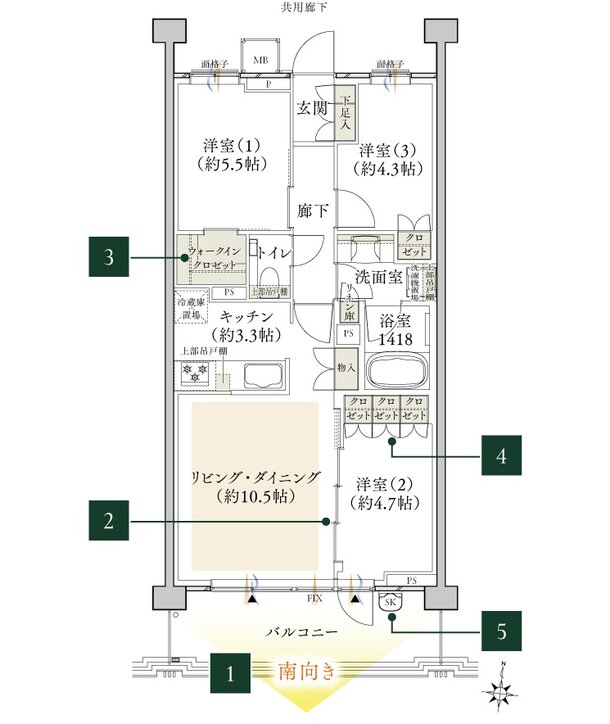クレヴィア西国分寺 間取り J type