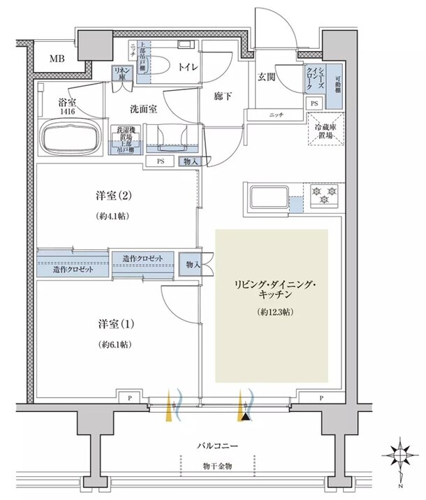 クレヴィア世田谷砧ザ・コート 間取り R type