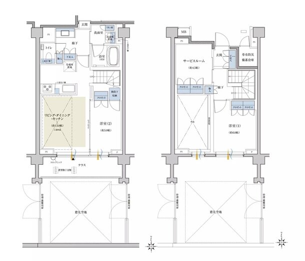 クレヴィア世田谷砧ザ・コート 間取り D type メゾネット (1・2階)