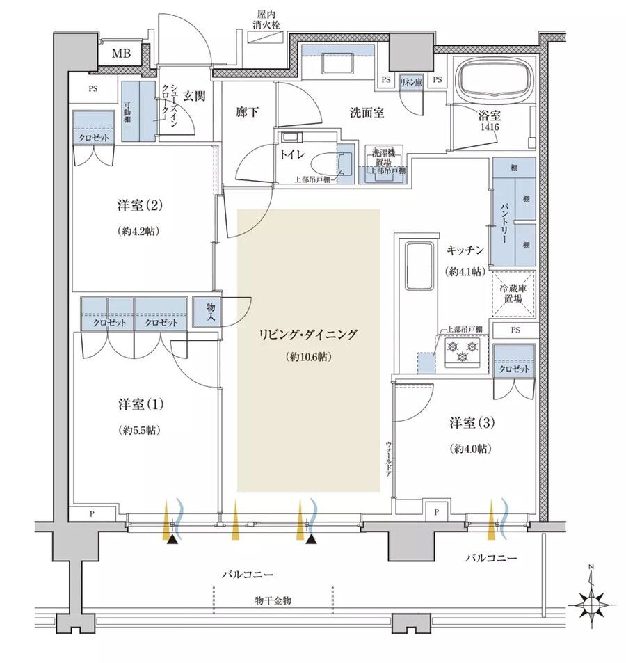 クレヴィア世田谷砧ザ・コート 間取り N type