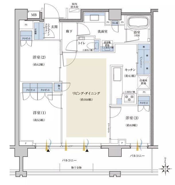 クレヴィア世田谷砧ザ・コート 間取り N type
