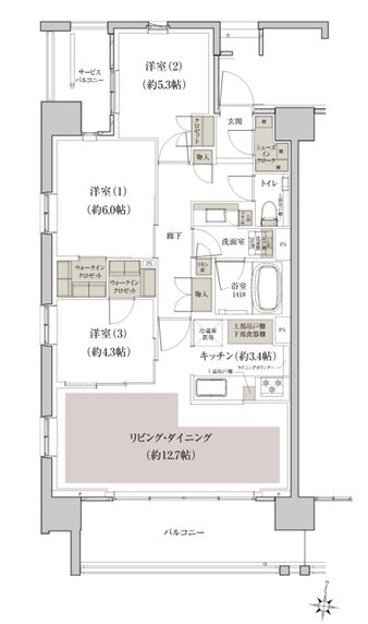 クレヴィア石神井公園 間取り A type