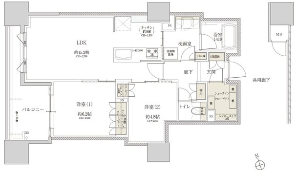 Tステージ フラッグス・ザ・トヨタ 間取り C1 TYPE（3階～15階）