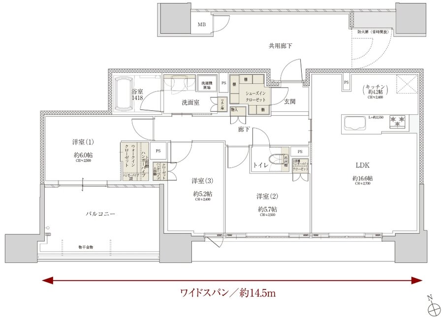 Tステージ フラッグス・ザ・トヨタ 間取り L1 TYPE（7階～15階）