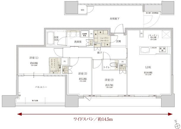 Tステージ フラッグス・ザ・トヨタ 間取り L1 TYPE（7階～15階）