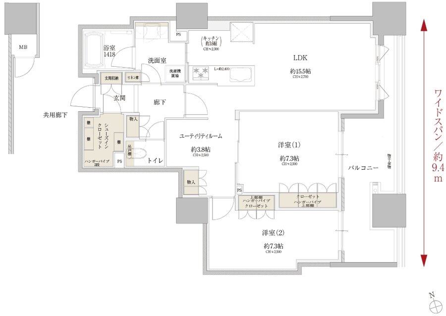Tステージ フラッグス・ザ・トヨタ 間取り N1 type(7階～11階)