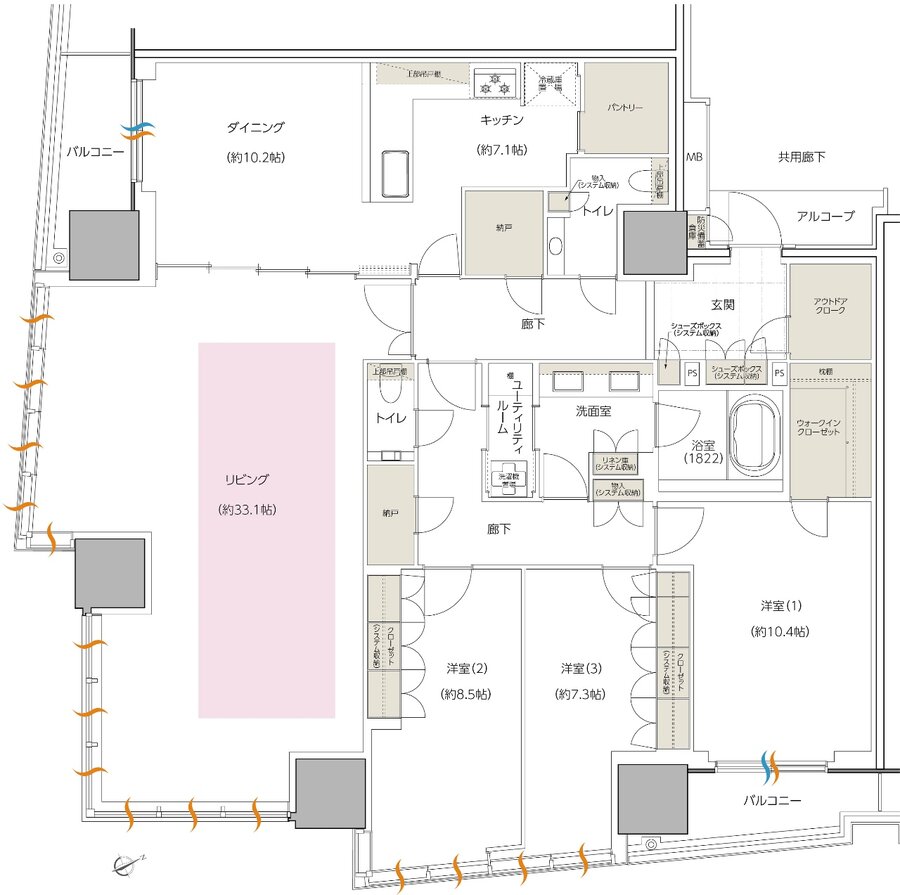 エスコンフィールドタワー 間取り PD TYPE（EXECUTIVE）