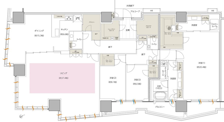 エスコンフィールドタワー 間取り PH TYPE(PENTHOUSE)