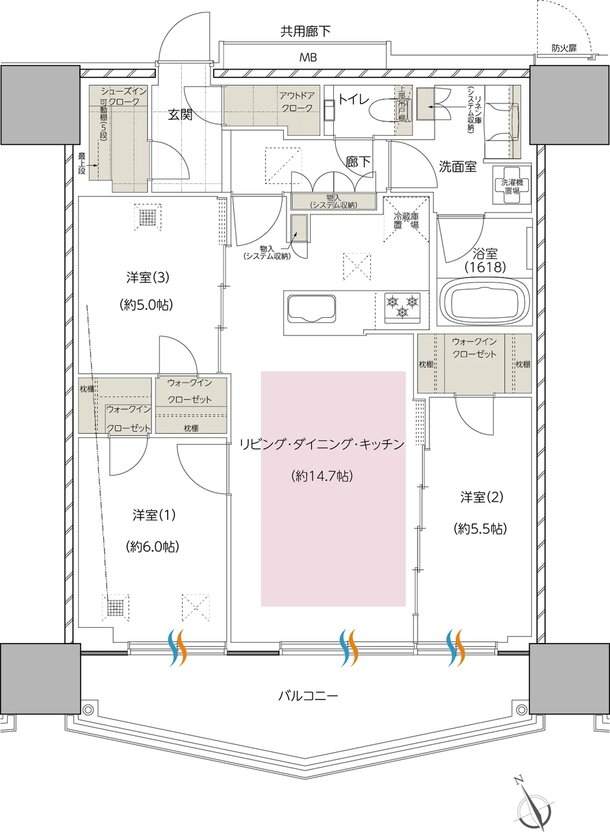 エスコンフィールドタワー 間取り A' TYPE