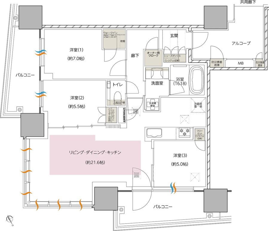 エスコンフィールドタワー 間取り M TYPE