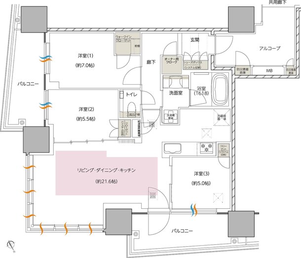 エスコンフィールドタワー 間取り M TYPE