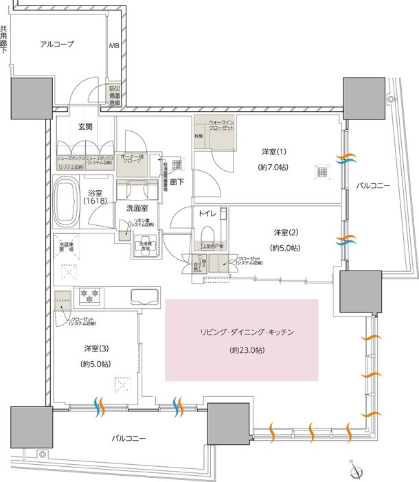エスコンフィールドタワー 間取り Q TYPE