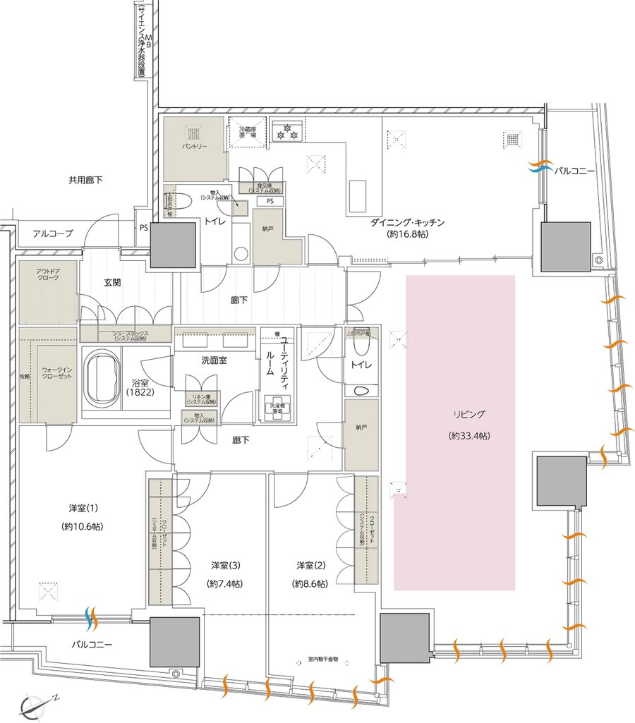 エスコンフィールドタワー 間取り PG TYPE（PENTHOUSE）