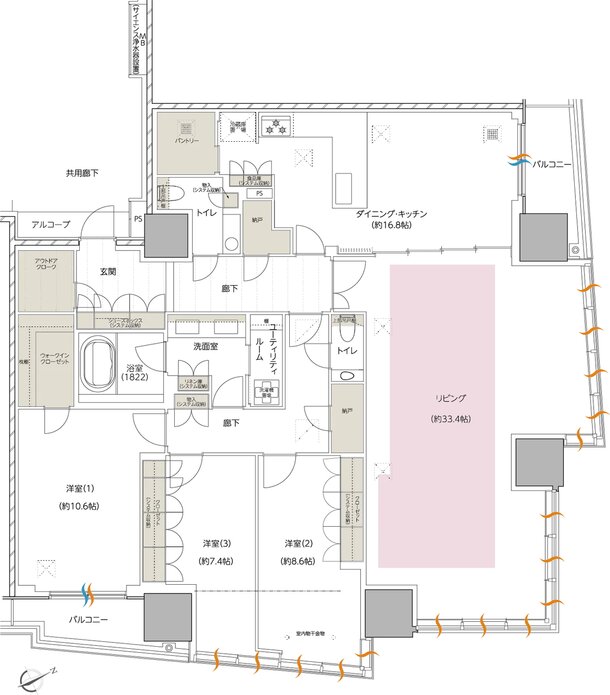 エスコンフィールドタワー 間取り PG TYPE（PENTHOUSE）