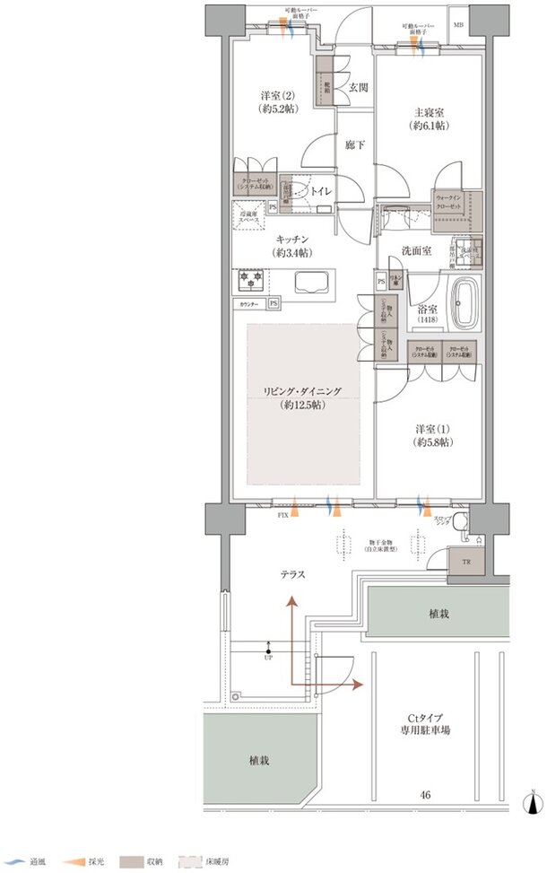 バンベール庄内通 ザ・レジデンス 間取り Ctタイプ