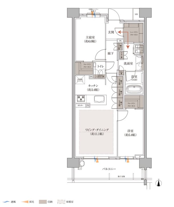 バンベール庄内通 ザ・レジデンス 間取り Dタイプ