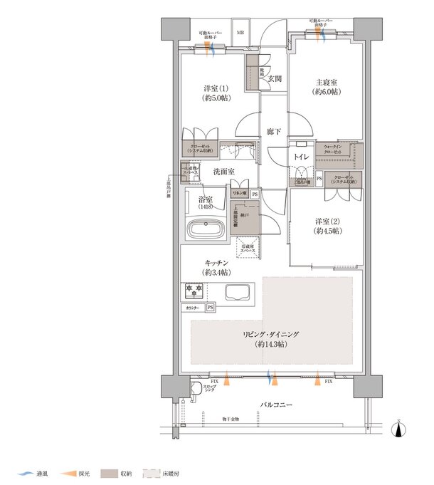 バンベール庄内通 ザ・レジデンス 間取り Gタイプ