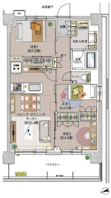 ウィルローズ府中緑町 間取り E TYPE［第2期3次］