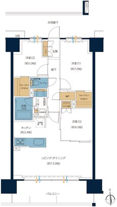 レーベン高知GRAND GATE CITY 間取り E type