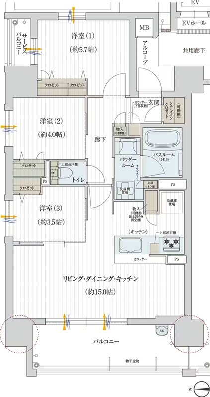 OSAKA家族区プロジェクト 間取り Aタイプ [フロント]