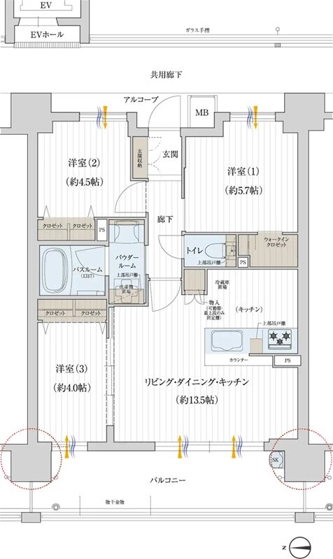 OSAKA家族区プロジェクト 間取り Bタイプ [フロント]