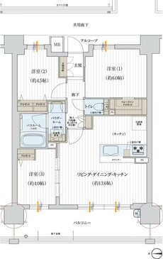 OSAKA家族区プロジェクト 間取り Cタイプ [フロント]