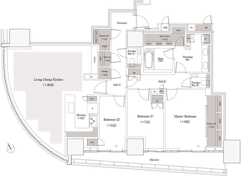パークコート御茶ノ水ザタワー 間取り P-136D TYPE
