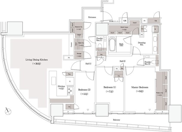 パークコート御茶ノ水ザタワー 間取り P-136D TYPE
