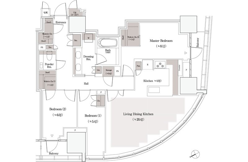 パークコート御茶ノ水ザタワー 間取り 100F TYPE