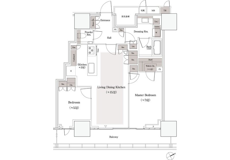パークコート御茶ノ水ザタワー 間取り 68K TYPE