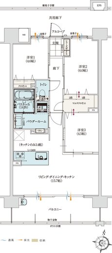 アルファステイツ室見河畔 間取り C TYPE