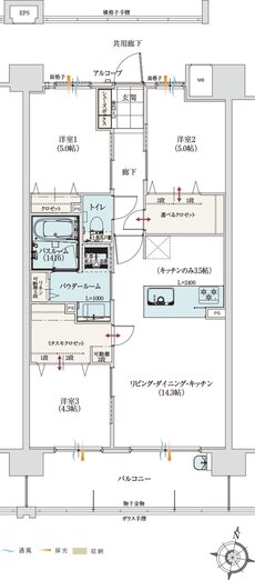 アルファステイツ室見河畔 間取り D TYPE
