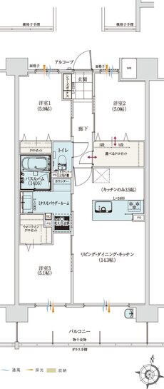 アルファステイツ室見河畔 間取り H TYPE