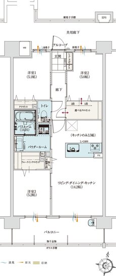 アルファステイツ室見河畔 間取り I TYPE