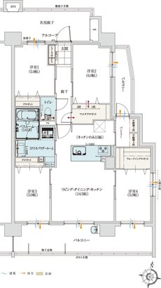 アルファステイツ室見河畔 間取り J TYPE