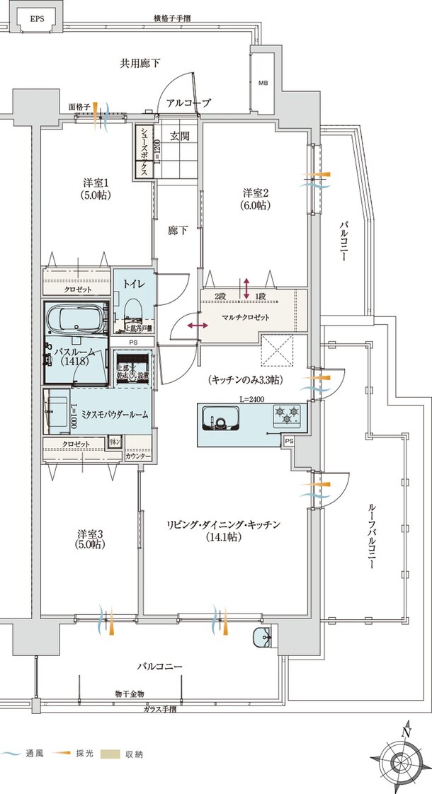 アルファステイツ室見河畔 間取り K TYPE