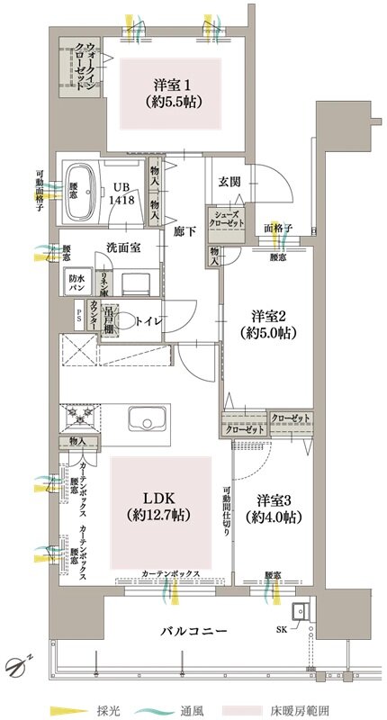 オーヴィジョン博多パピヨン通り 間取り A TYPE