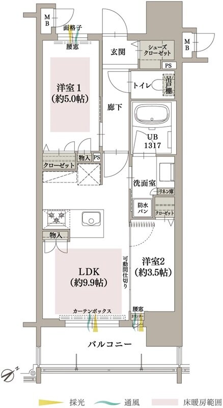 オーヴィジョン博多パピヨン通り 間取り C TYPE