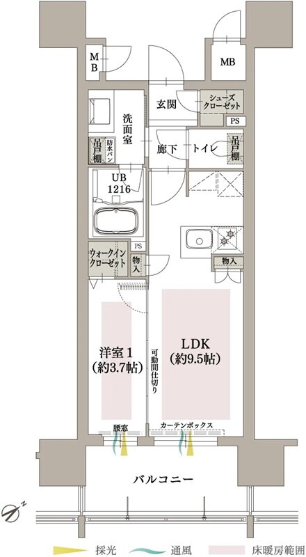 オーヴィジョン博多パピヨン通り 間取り D TYPE
