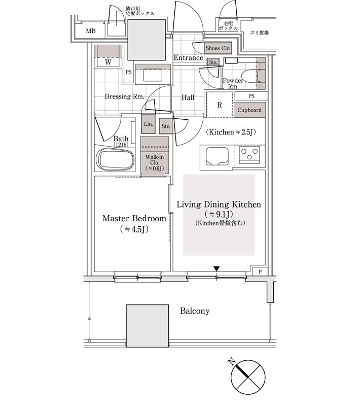 パークホームズ東銀座築地 間取り Fタイプ