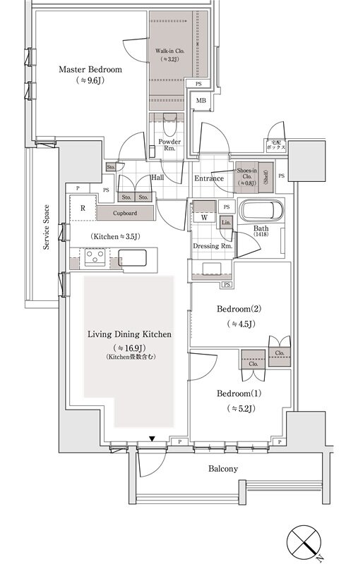パークホームズ東銀座築地 間取り Pタイプ